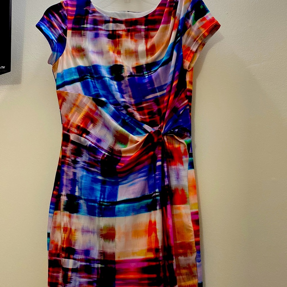 Ellen Tracy, multi color dress, size 2P, used in excellent condition.